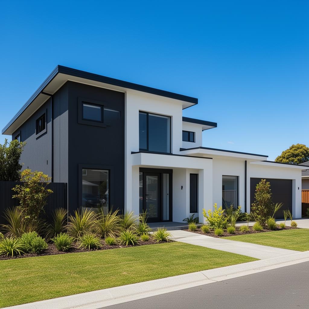 Modern New Zealand home exterior freshly painted