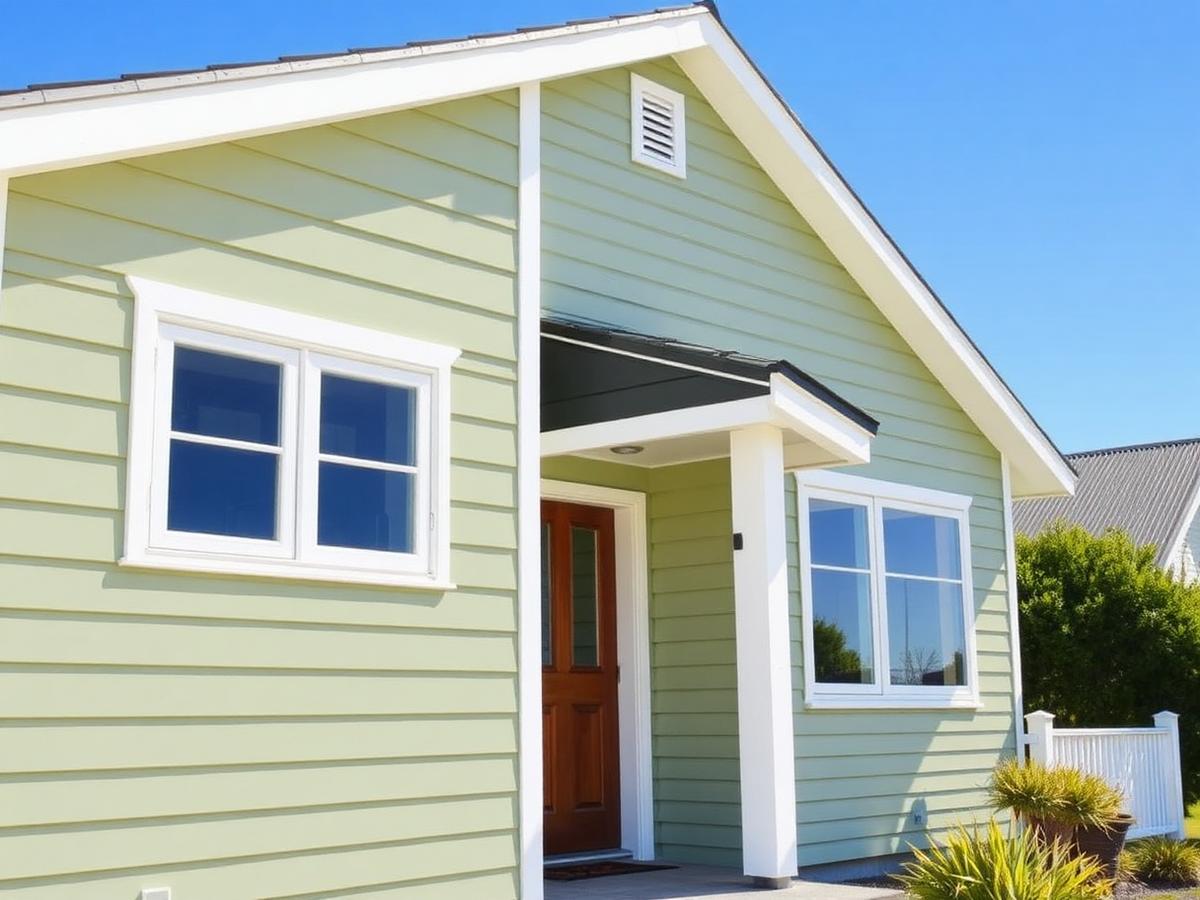 Newly built coastal New Zealand home with fresh paintwork