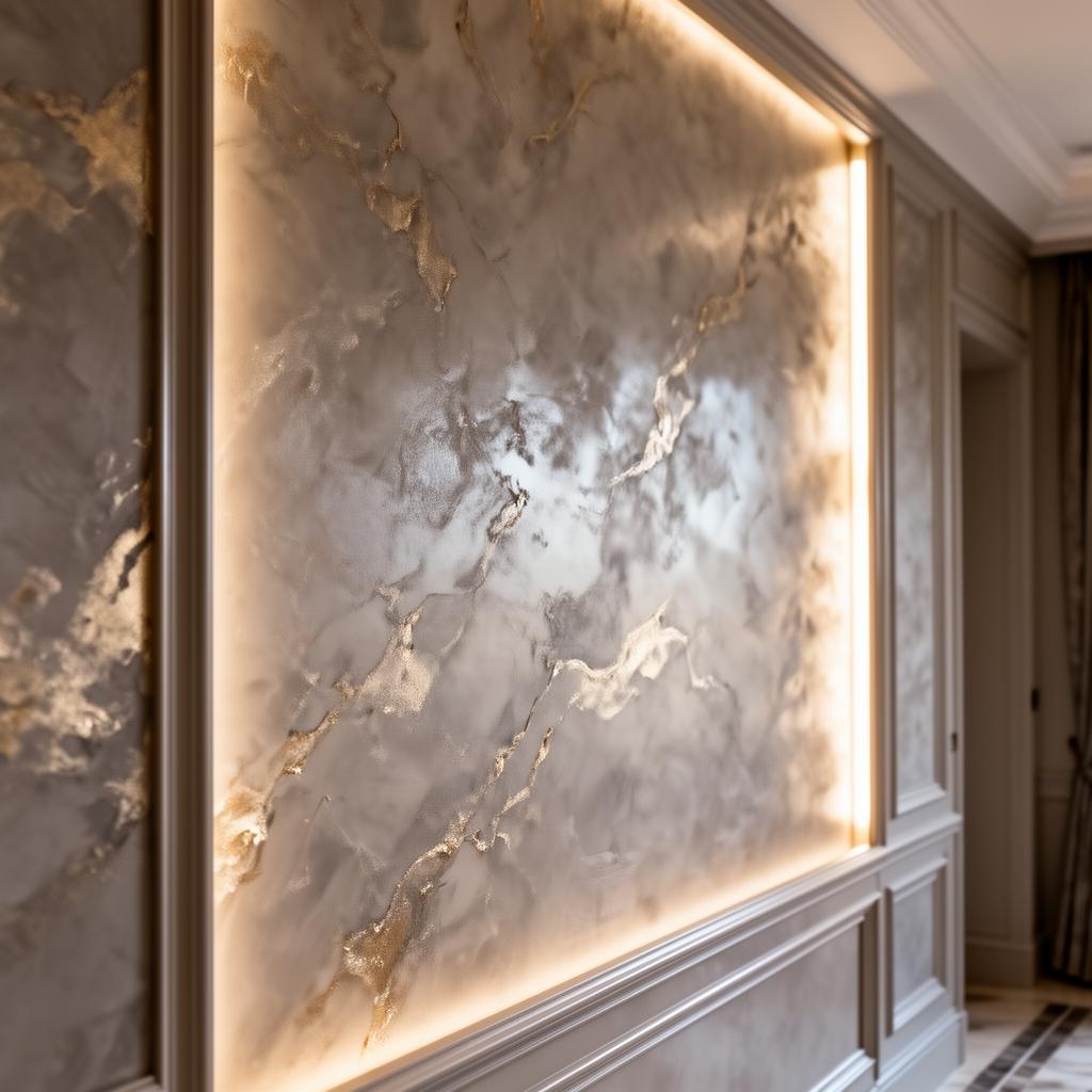 Luxury Venetian plaster feature wall with depth and sheen
